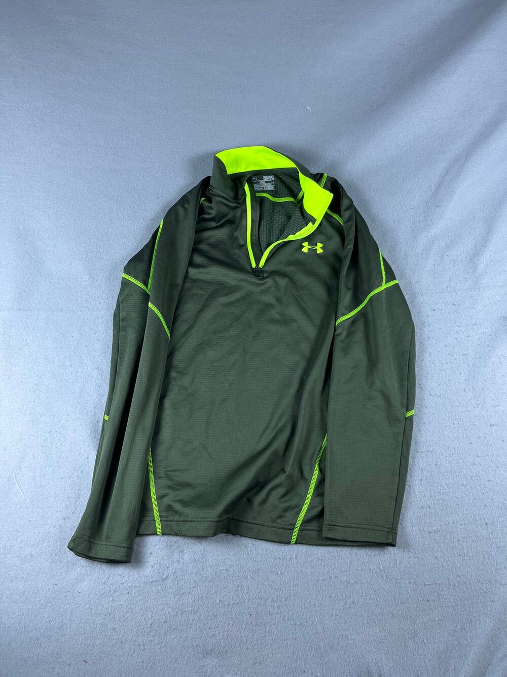 Under Armour 1/4 Zip Top Mens M Green Fitted Coldgear Infrared Grid Performance